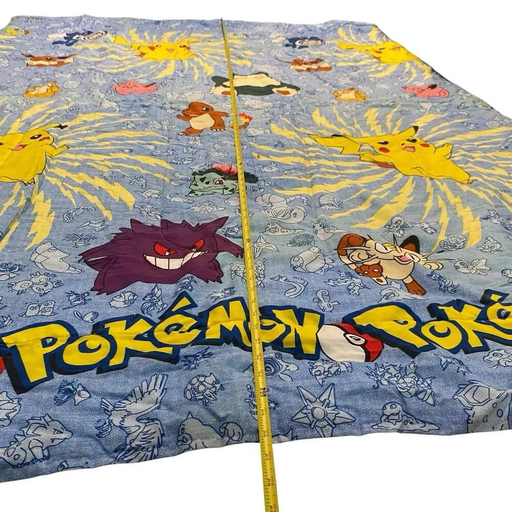Vintage Pokémon Comforter Blanket Twin XL Bed Cover Nintendo 1998 Pikachu Eevee